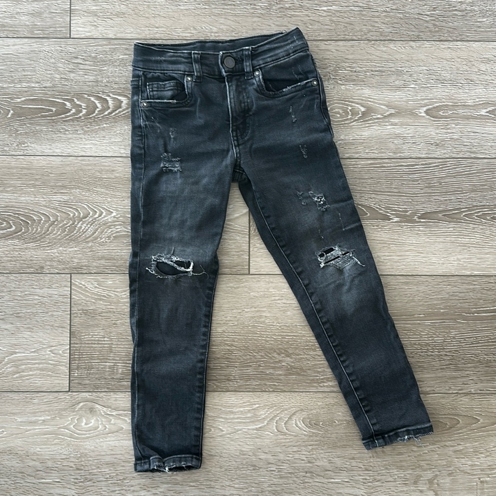 Zara kids black ripped skinny jeans size 6